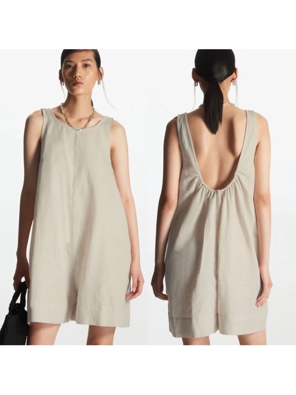 COS Minimalist Relaxed Fit Oversized Playsuit Romper XS Linen Casual Beachy